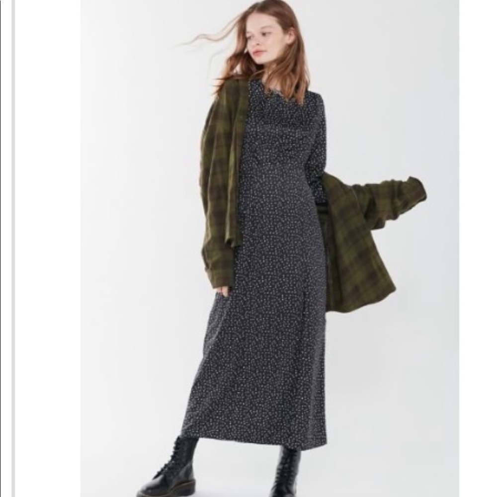 Urban Outfitters Angela Satin Maxi Polka Dot Dress